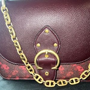 Burgundy Accordion Coach Bag